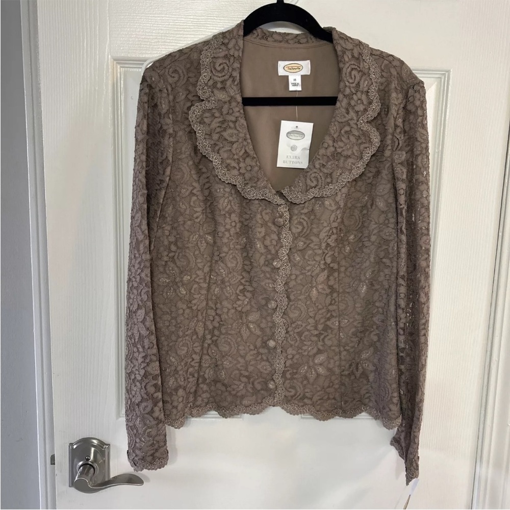 NWT Vintage Talbots Floral Lace Blazer jacket Sz 16 NWT Brown formal wedding